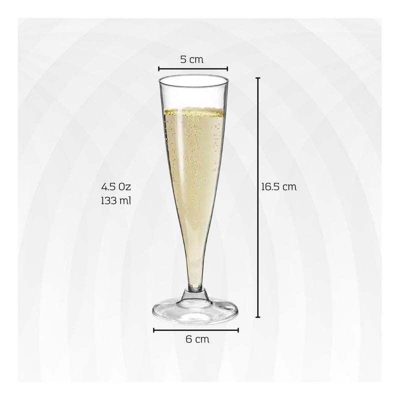 Copas Champagne Cristal Festivé 4.5oz · Set 50 piezas · Transparente