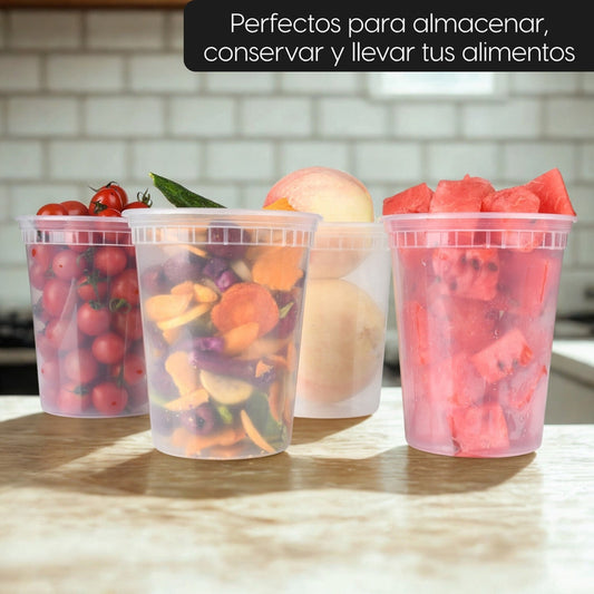 Alviria 25 Envases Reutilizables De Alimentos 32oz Con Tapa Transparente