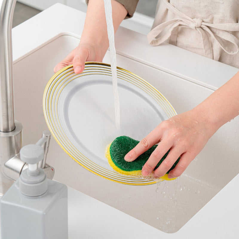 Platos Para Fiesta Borde Líneas Doradas 26cm · Set 50 piezas