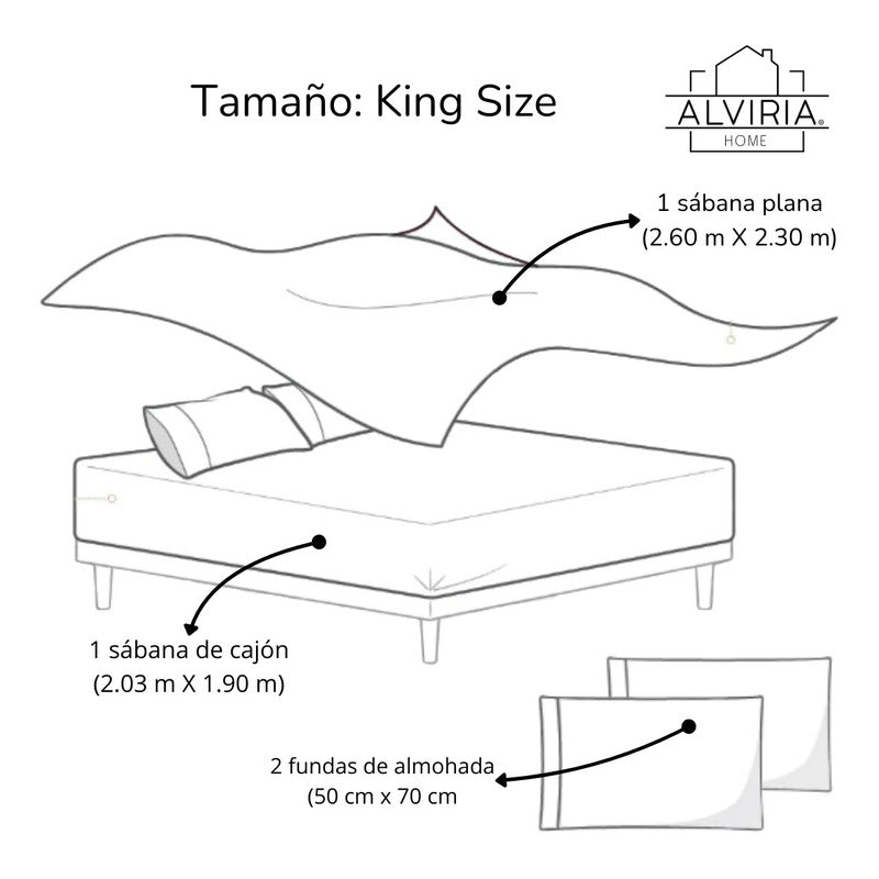Juego De Sábanas King Size 4 Pieza Suaves Y Lisas Alviria