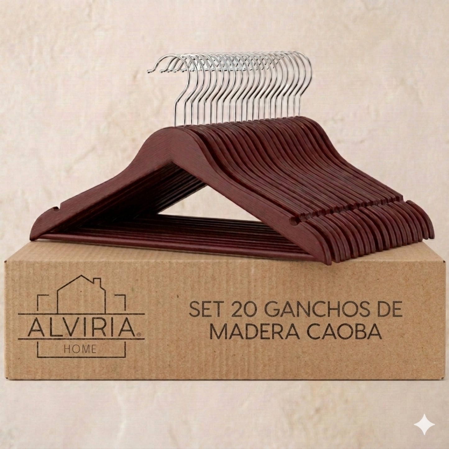 Ganchos de Madera Caoba · Set 20 piezas