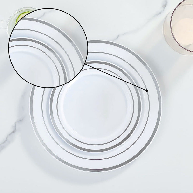 50 Platos De Plástico Desechables Elegante. Para 25 Personas