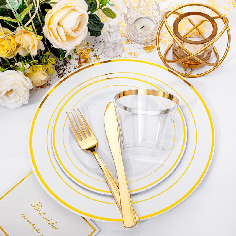 Juego De Vajilla Desechable Elegante Para 25 Personas. 175pz