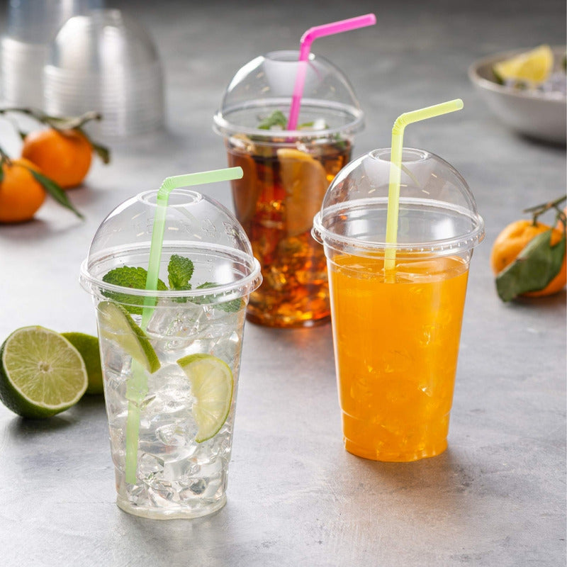 Alviria 50 Vasos Desechables De Plástico 20 Oz Con Tapa Domo Transparente