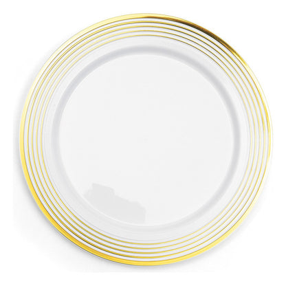 Platos De Plástico Para Fiesta Borde Líneas Doradas 50 Pzas