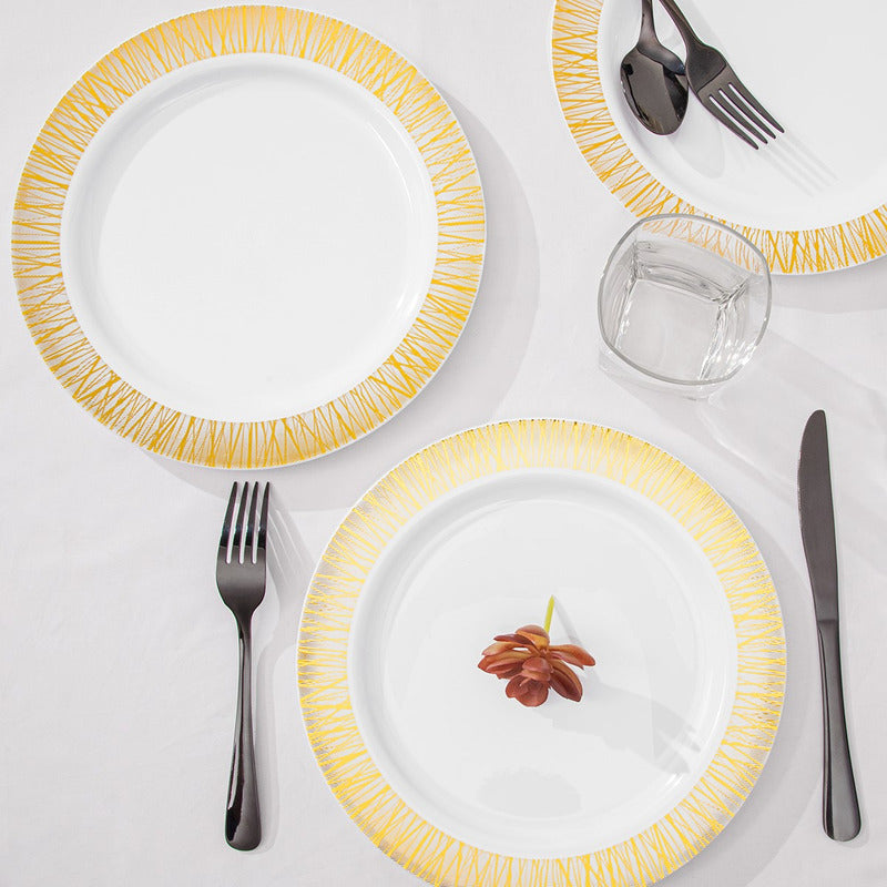 Platos Para Fiesta Reutilizables 50 Pzas De 26 Cm Alviria Dorado Venecia