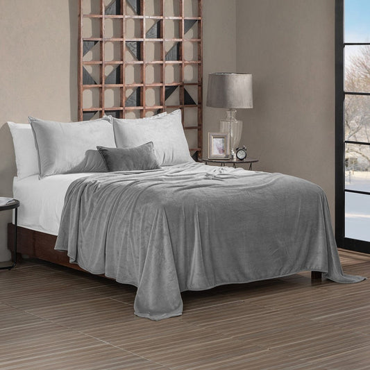 Alviria Frazada Extra Suave De Flannel Para Sala Y Recámara Liso Gris