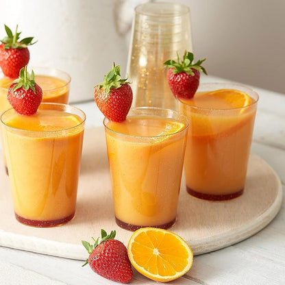 100 Piezas De Vasos De Plástico De 10 Oz (295ml) Con Glitter - Dorado