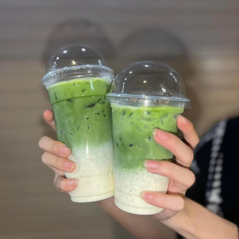 Alviria 50 Vasos Desechables De Plástico 20 Oz Con Tapa Domo Transparente