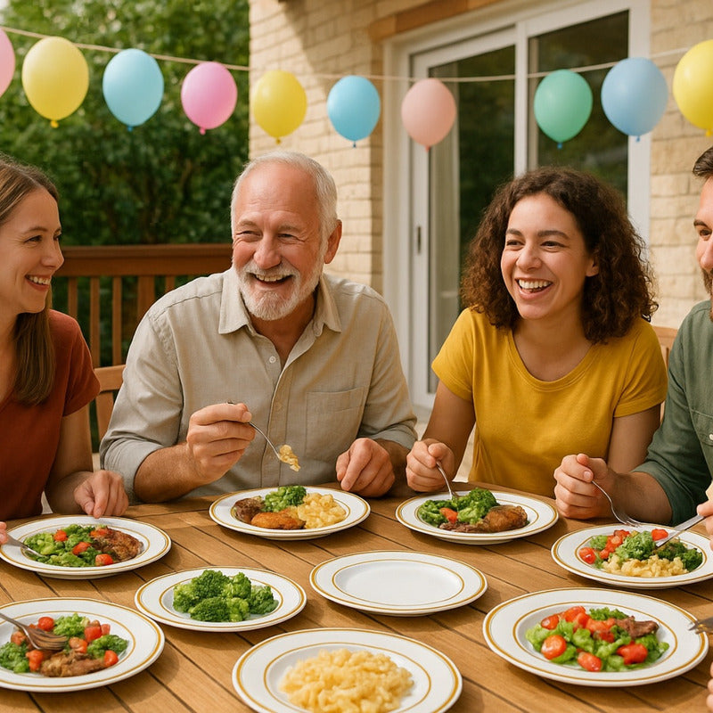 50 Platos De Plástico Desechables Elegante. Para 25 Personas