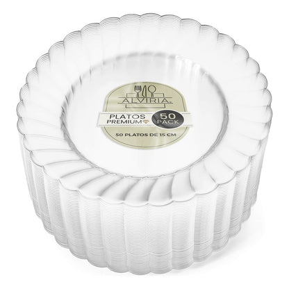 Platos De Plástico Para Postres 50 Pzs (15cm) Transparentes Transparentes