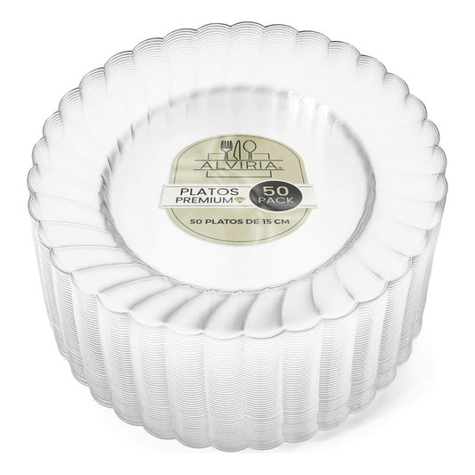 Platos De Plástico Para Postres 50 Pzs (15cm) Transparentes Transparentes