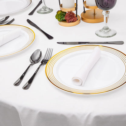 Platos De Plástico Para Fiesta Borde Líneas Doradas 50 Pzas