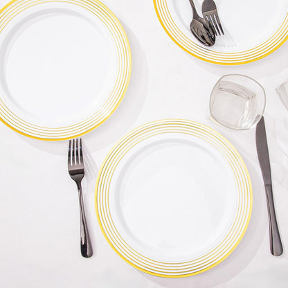 Platos De Plástico Para Fiesta Borde Líneas Doradas 50 Pzas