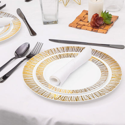 Platos De Plástico Reutilizables Y Elegantes 50 Pzas Alviria Dorado Venecia