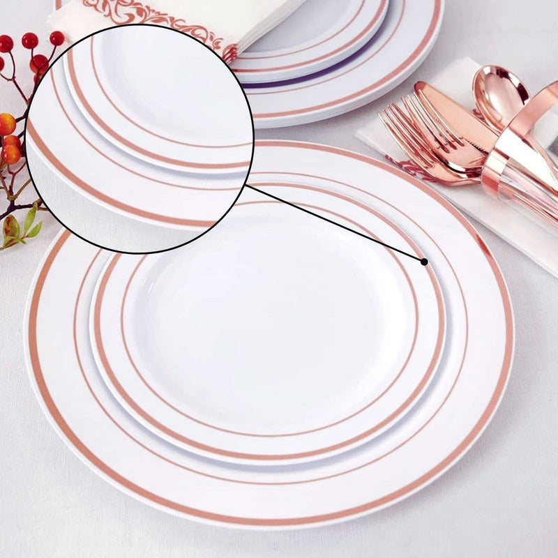 50 Platos De Plástico Desechables Elegante. Para 25 Personas