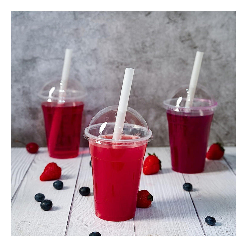 Alviria 50 Vasos Desechables Plástico 16 Oz Con Tapa Domo Transparente