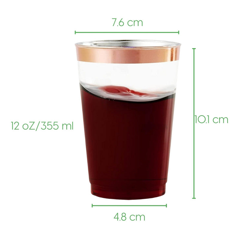 100 Vasos Reutilizables De Plástico 12oz Para Fiesta Orila Rosa