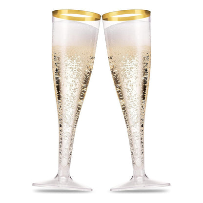 Juego 50 Pzs Copas De Champagne Orilla Dorada 4.5 Oz (133ml) Transparente