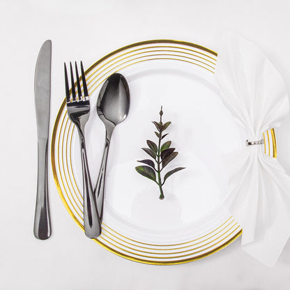 Platos De Plástico Para Fiesta Borde Líneas Doradas 50 Pzas