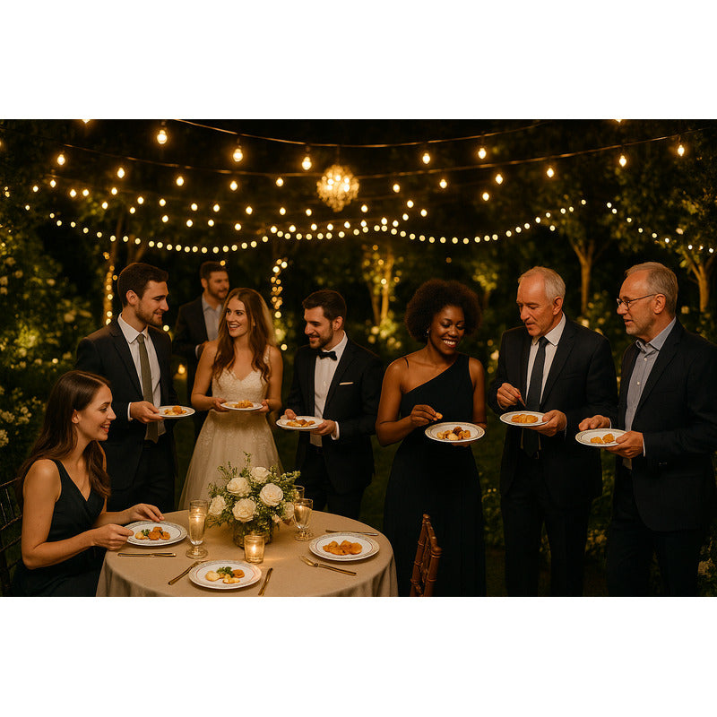 Plato Desechable Elegante De Plástico 50 Pzas Orilla Encaje Oro Orilla Dorada