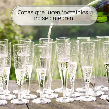 Juego 50 Pzs Copas De Champagne De Plástico 4.5 Oz (133ml) Transparente