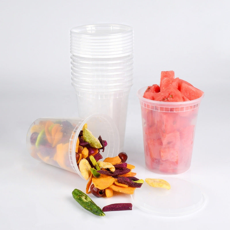 Alviria 25 Envases Reutilizables De Alimentos 32oz Con Tapa Transparente