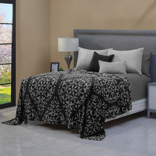 Alviria Cobertor Ligero Suave Y Calientito Tamaño King/queen Estampado Negro
