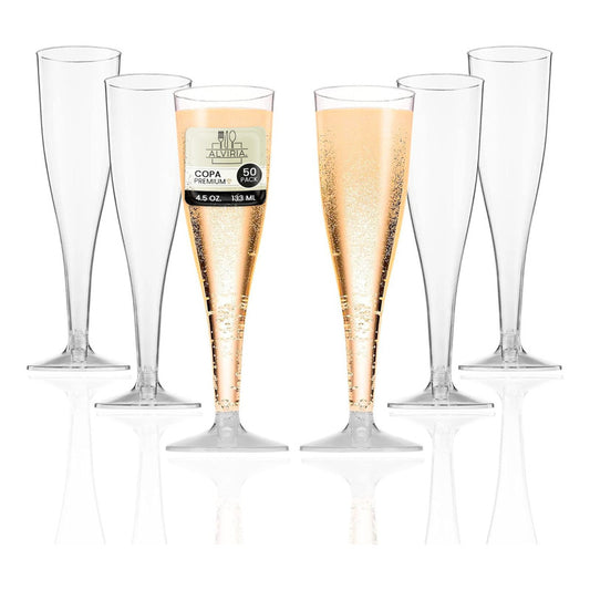 Juego 50 Pzs Copas De Champagne De Plástico 4.5 Oz (133ml) Transparente