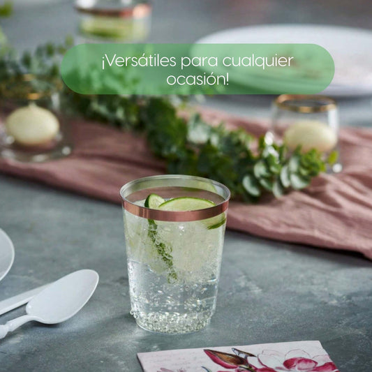 100 Vasos Reutilizables De Plástico Para Fiesta 10oz Alviria Orilla Rosa