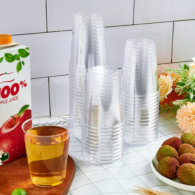 100 Piezas Vasos Transparentes Elegantes 10 Oz (295ml) Transparente