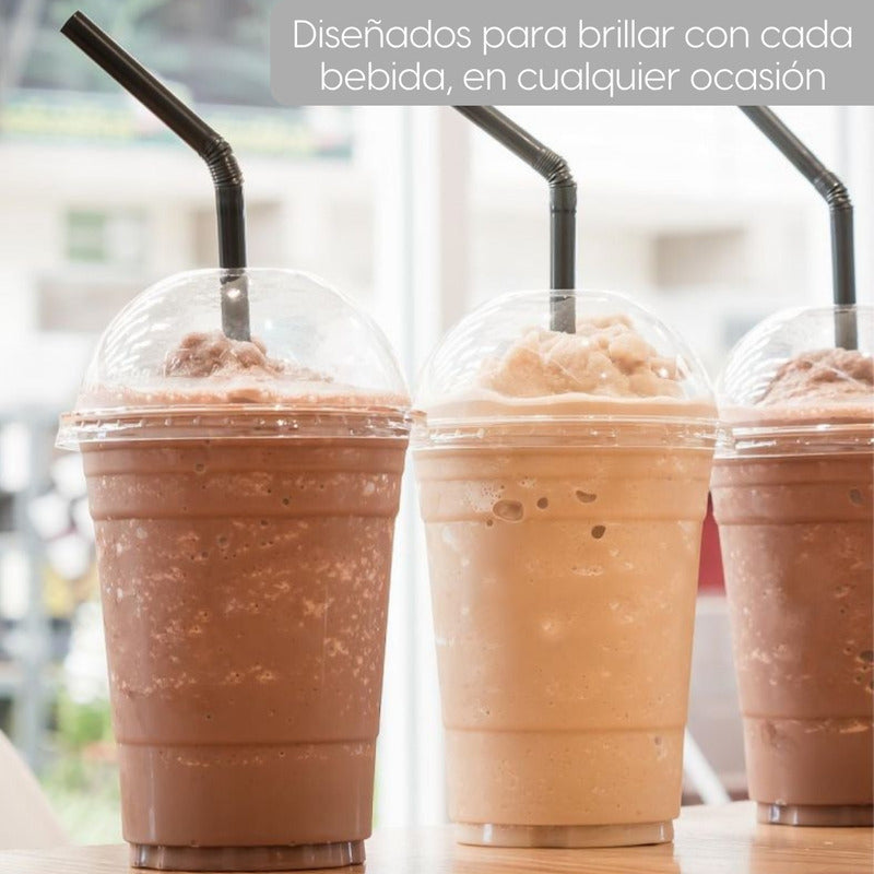 Alviria 50 Vasos Desechables Plástico 16 Oz Con Tapa Domo Transparente