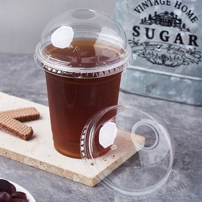 Alviria 50 Vasos Desechables Plástico 12 Oz Con Tapa Domo Transparente