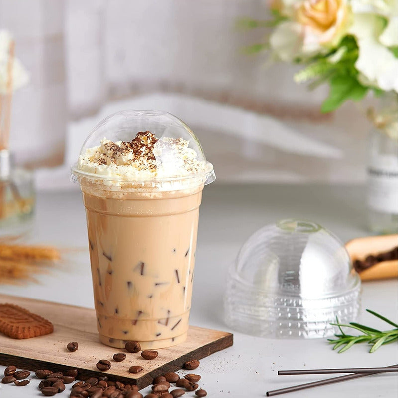 Alviria 50 Vasos Desechables Plástico 16 Oz Con Tapa Domo Transparente