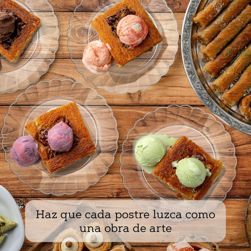 Platos De Plástico Para Postres 50 Pzs (15cm) Transparentes Transparentes