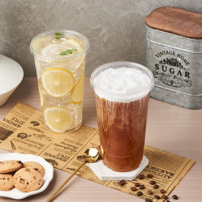 Alviria 50 Vasos Desechables Plástico 24 Oz Con Tapa Popote Transparente