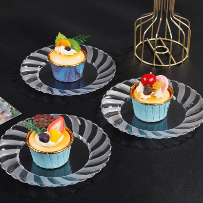 Platos De Plástico Para Postres 50 Pzs (15cm) Transparentes Transparentes