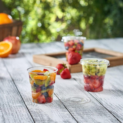 Alviria 50 Vasos Desechables Plástico 12 Oz Con Tapa Popote Transparente