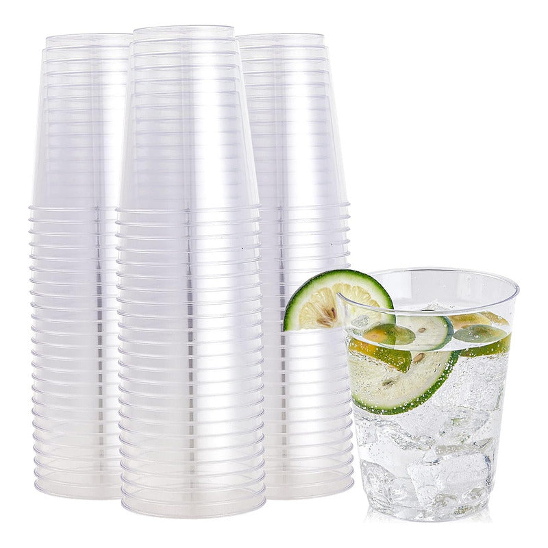 100 Piezas Vasos Transparentes Elegantes 10 Oz (295ml) Transparente