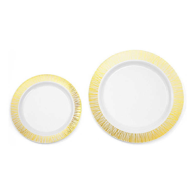 Platos De Plástico Reutilizables Y Elegantes 50 Pzas Alviria Dorado Venecia