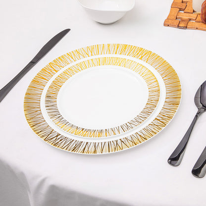 Platos De Plástico Reutilizables Y Elegantes 50 Pzas Alviria Dorado Venecia