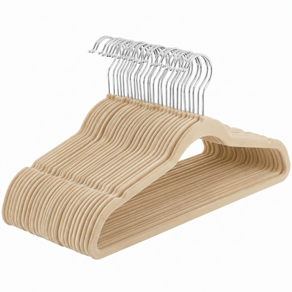 Ganchos de Terciopelo Beige · Set 50 piezas · Antideslizantes