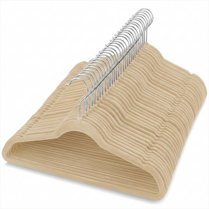 Ganchos de Terciopelo Beige · Set 50 piezas · Antideslizantes
