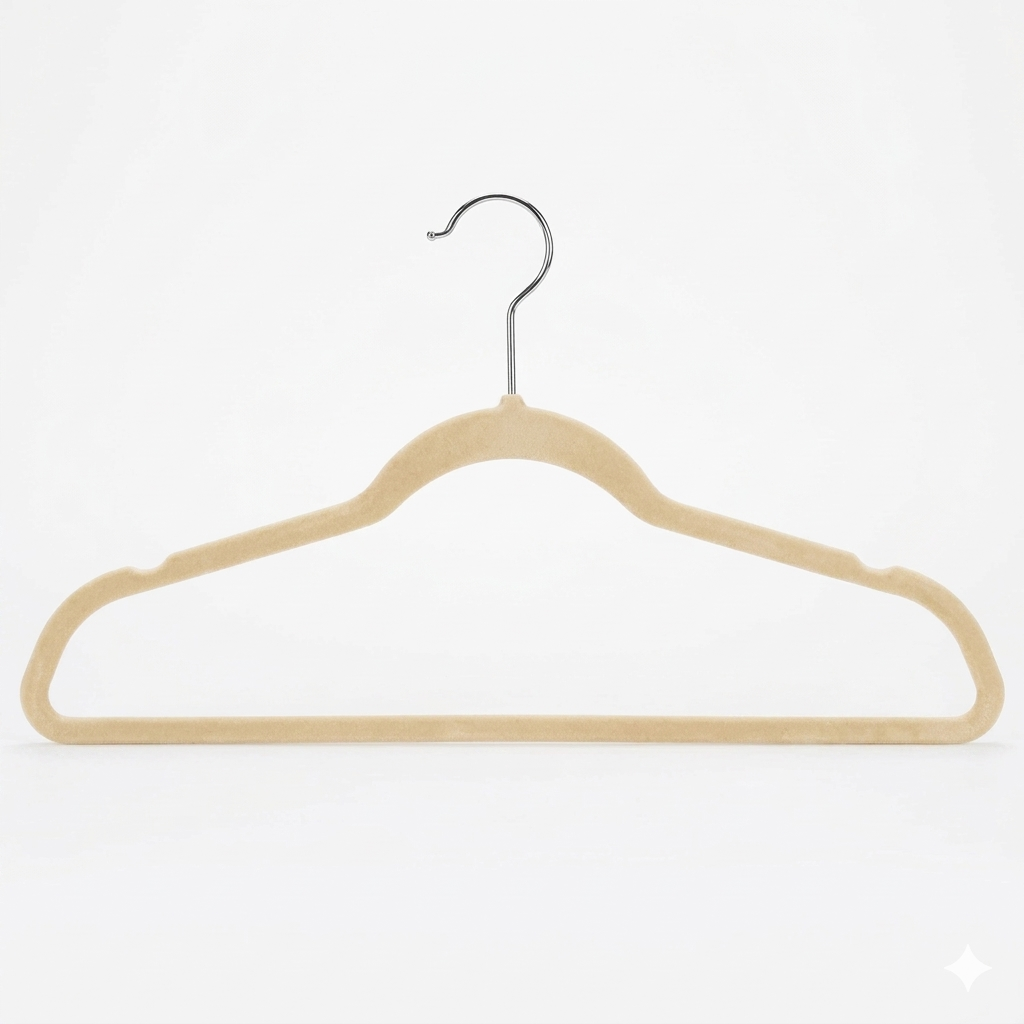 Ganchos de Terciopelo Beige · Set 50 piezas · Antideslizantes