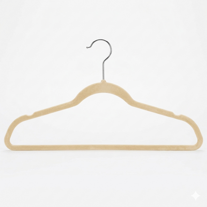Ganchos de Terciopelo Beige · Set 50 piezas · Antideslizantes