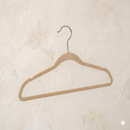 Ganchos de Terciopelo Beige · Set 50 piezas · Antideslizantes