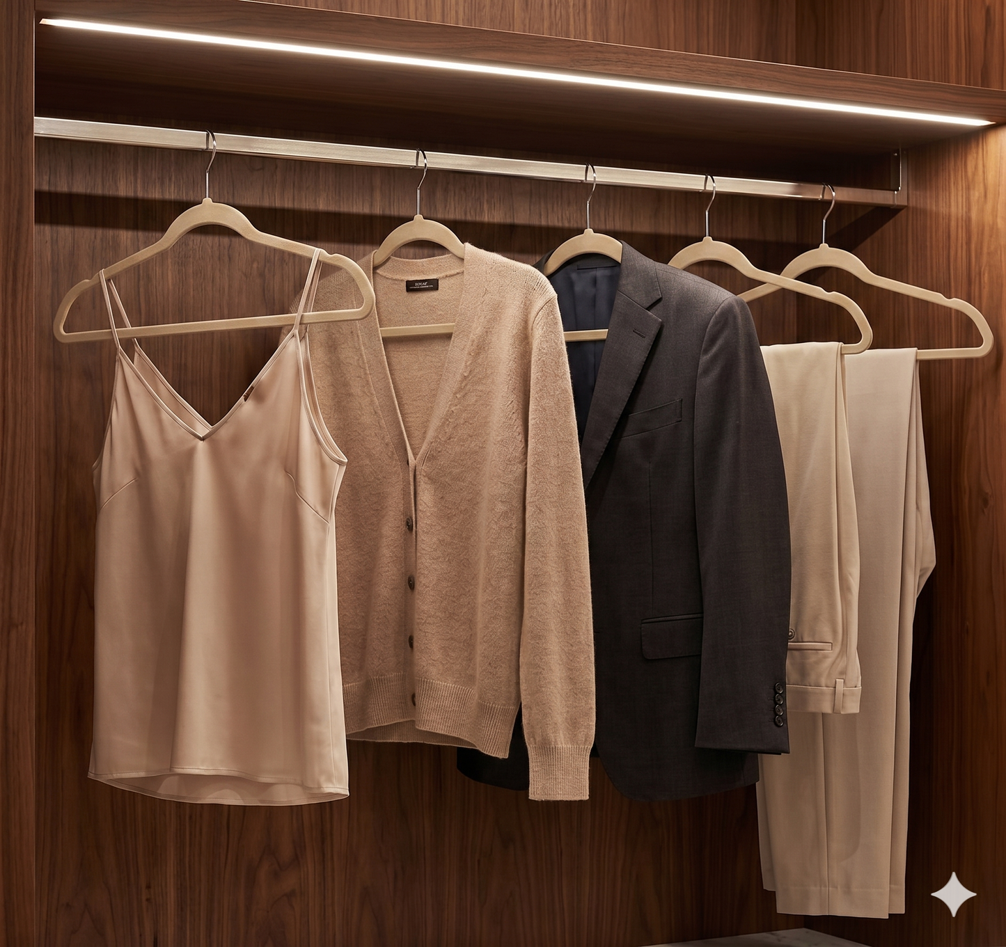 Ganchos de Terciopelo Beige · Set 50 piezas · Antideslizantes