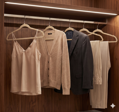 Ganchos de Terciopelo Beige · Set 50 piezas · Antideslizantes