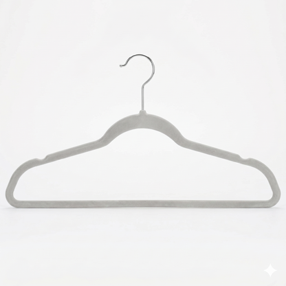 Ganchos de Terciopelo Gris · Set 50 piezas · Antideslizantes