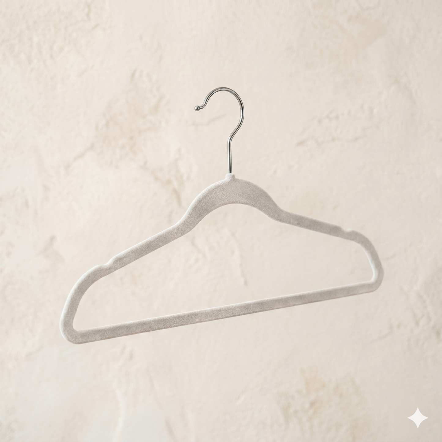 Ganchos de Terciopelo Gris · Set 50 piezas · Antideslizantes
